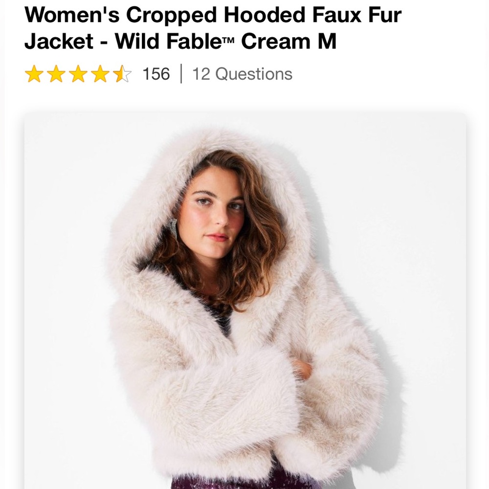 Target Wild Fable Cropped Hooded Faux Fur Jacket